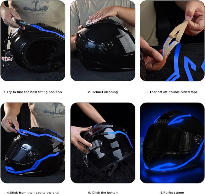 LED PARA CASCO DE MOTO AZUL